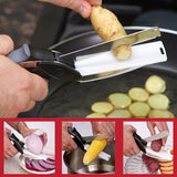 Kitchen 2-in-1 stainless steel clever cutting knife